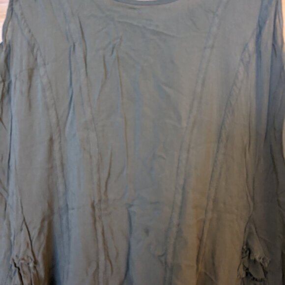 Free People Intimately Tank Sleeveless Med Green Crinkle Ruffle Beach Flowy Long - Picture 3 of 10